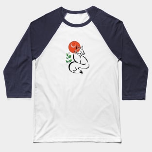 Moon light Fox Design Baseball T-Shirt